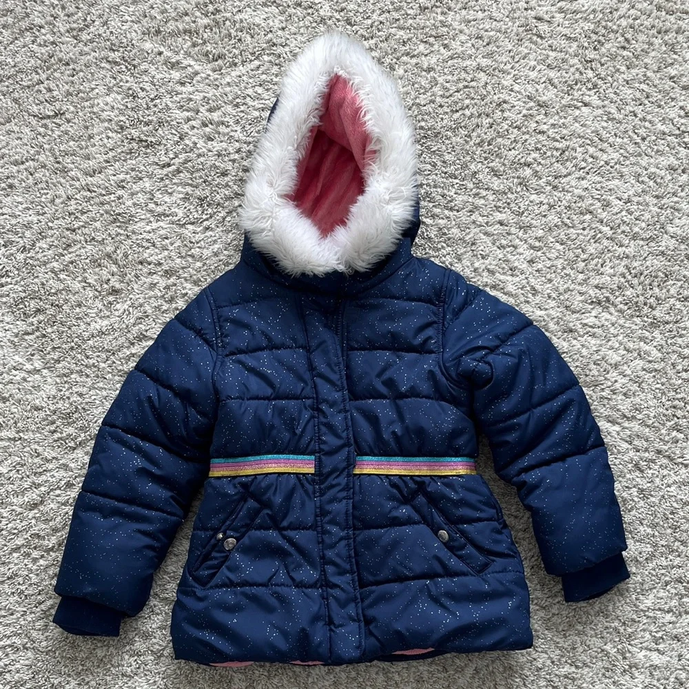 Carter's Girls Blue Jacket with Pink Lining - Picture 1 of 5